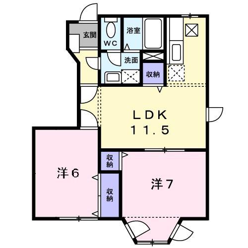 ブラサム平山II(2LDK/1階)の間取り写真
