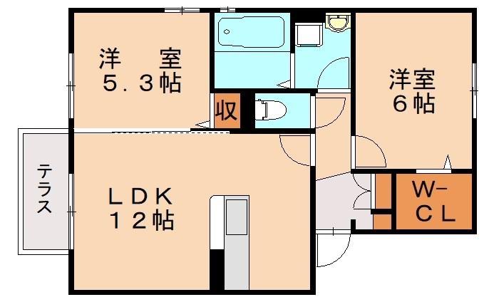 ウィット・エブリ(2LDK/1階)の間取り写真