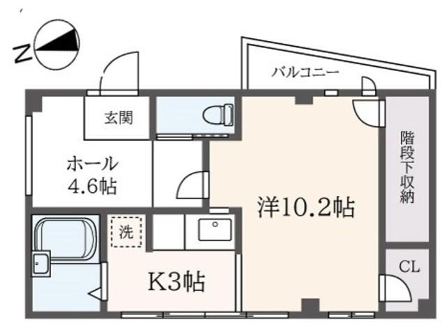 山本ビル(1K/2階)の間取り写真