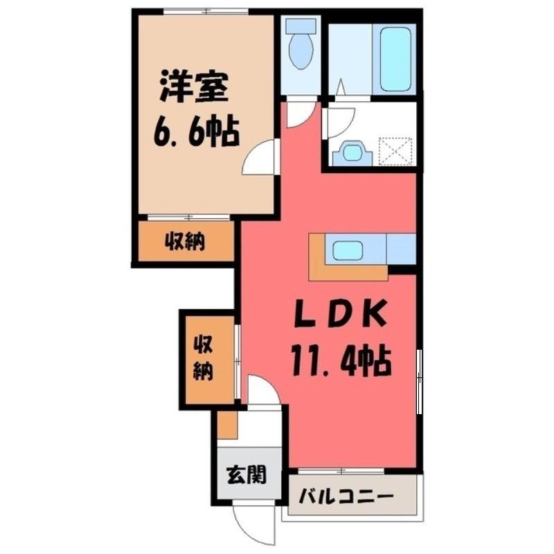 パルフェドルミナスII(1LDK/1階)の間取り写真