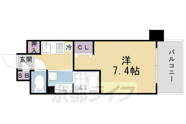 ベラジオ京都西陣(1K/2階)の間取り写真