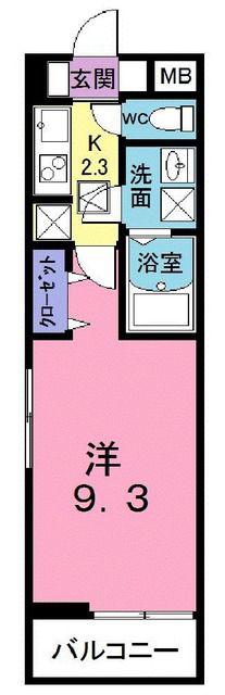 エクセル ファヴール I(1K/1階)の間取り写真