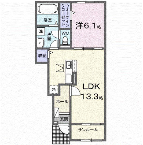 アモリール(1LDK/1階)の間取り写真