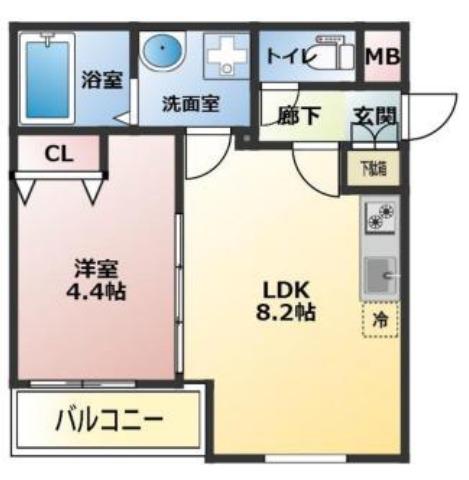 D.CREART松原FELIZ(1LDK/3階)の間取り写真