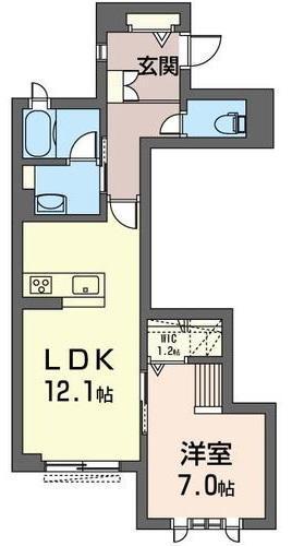 ラフィーネ川口末広(1LDK/1階)の間取り写真