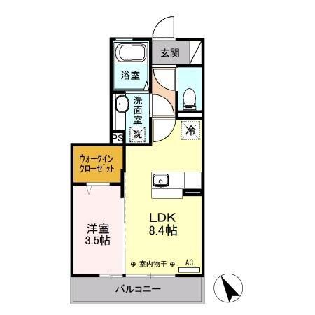 シャ・ペルサンC(1LDK/3階)の間取り写真
