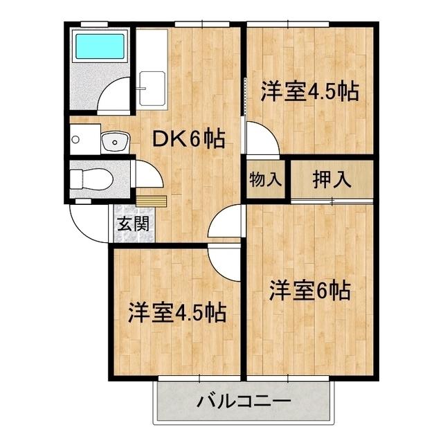 アーバンヒルA(3DK/1階)の間取り写真