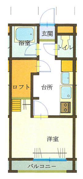サンスマイル(1K/2階)の間取り写真