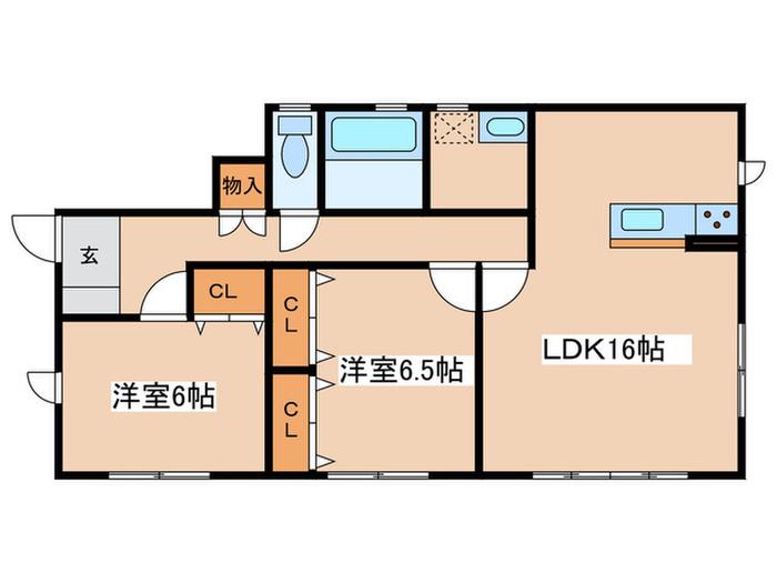 ターシャリー(2LDK/1階)の間取り写真