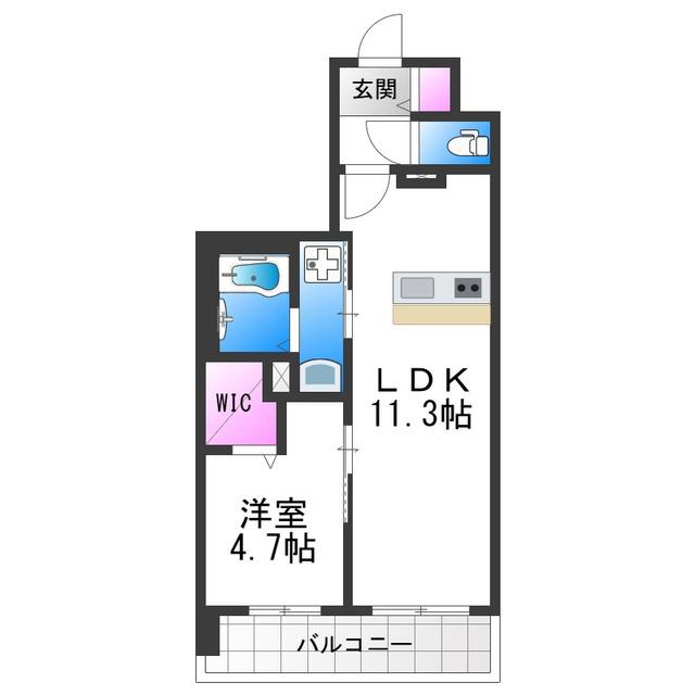 サザンネスト住ノ江駅前(1LDK/4階)の間取り写真