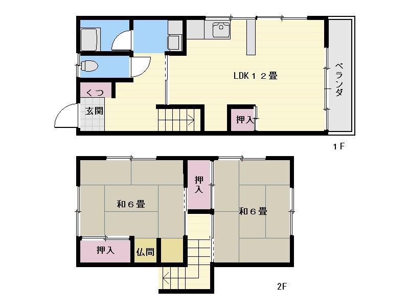 滝の神ハウス(2LDK/1階)の間取り写真