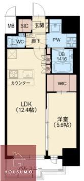 スプランディッド新大阪VI(1LDK/10階)の間取り写真