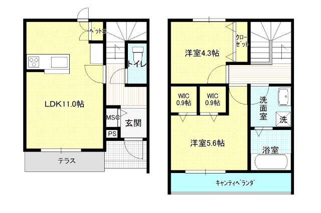 BELL AISON(2LDK/1階)の間取り写真