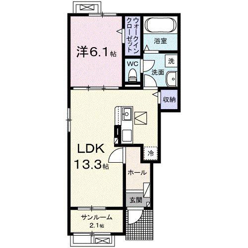 リリ西軽井沢 A(1LDK/1階)の間取り写真