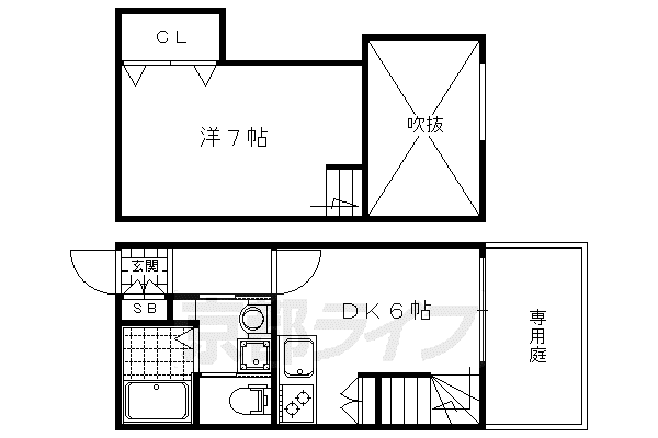 セレソレイユ金閣寺道(1DK/1階)の間取り写真