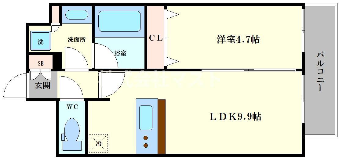 プレサンス大阪福島シエル(1LDK/14階)の間取り写真