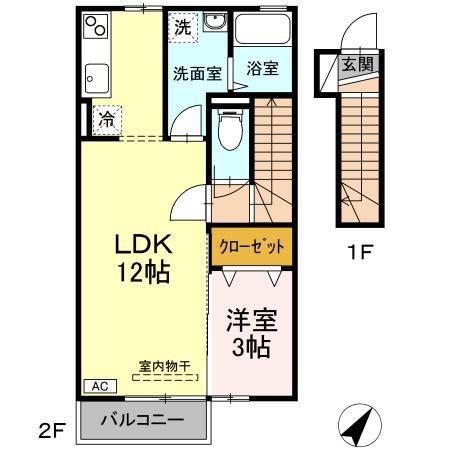 SURPRISE SPACE SANTA C(1LDK/2階)の間取り写真