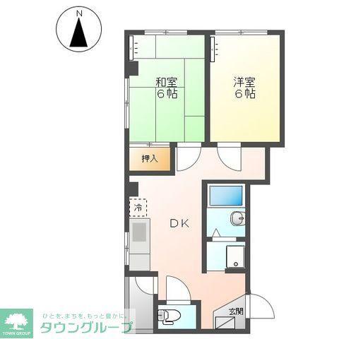 サンベイル横浜南(2DK/4階)の間取り写真