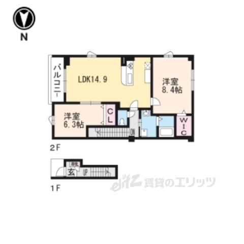 ヴェルブレス(2LDK/2階)の間取り写真