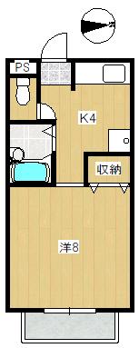 メゾンフルーレ(1K/1階)の間取り写真