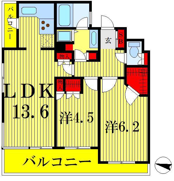 両国パーク・ホームズ(2LDK/5階)の間取り写真