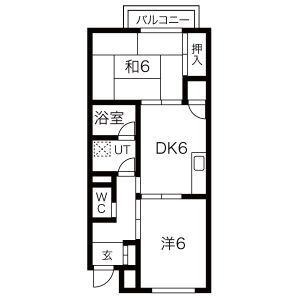 エスポワール大井B(2DK/2階)の間取り写真