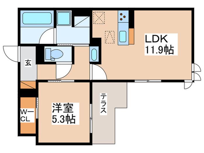 トリシア千躰(1LDK/1階)の間取り写真