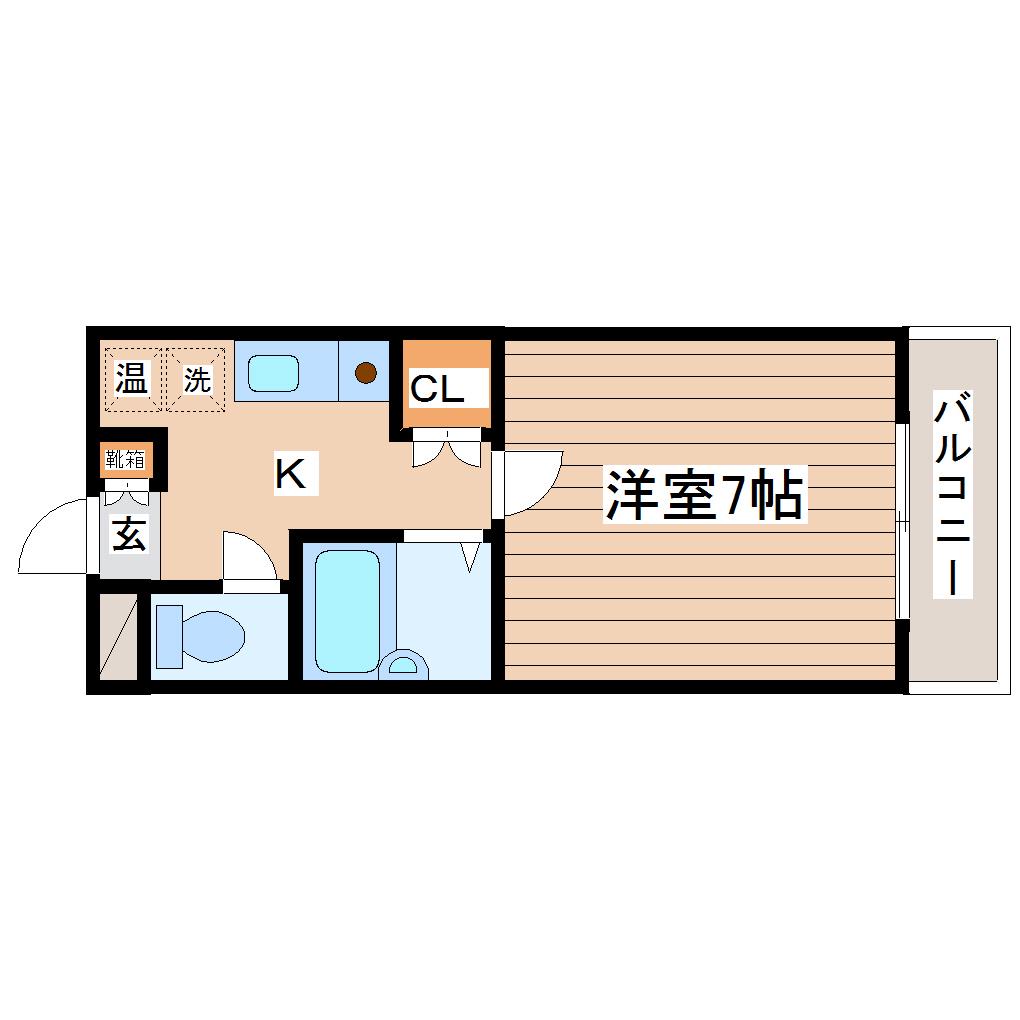 コスモハイツ小田原(1K/3階)の間取り写真