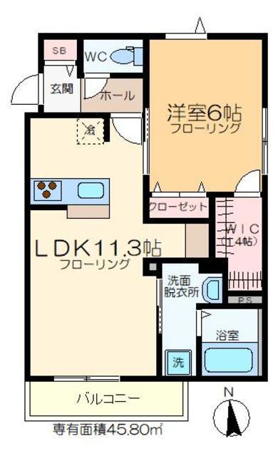 LUNA CRESTA(1LDK/2階)の間取り写真