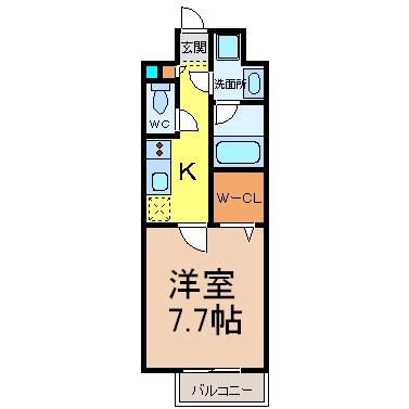 ソレアード(1K/4階)の間取り写真