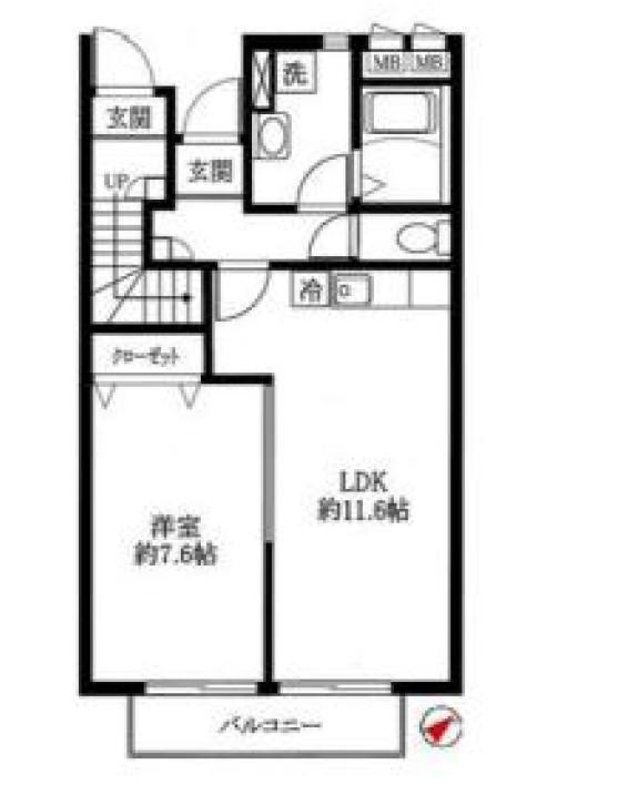 アスピリア ルミエール(1LDK/1階)の間取り写真