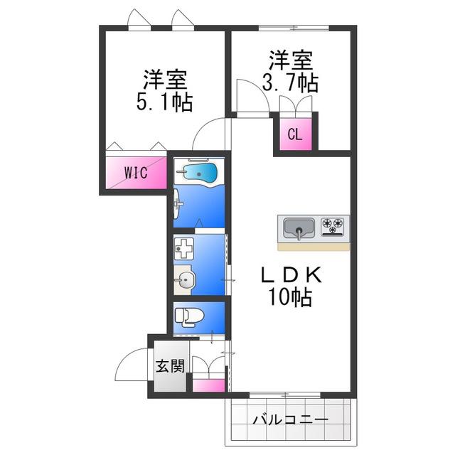 HALEMOKU1(2LDK/1階)の間取り写真