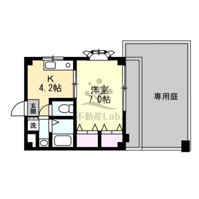 カサデコモド(1K/1階)の間取り写真