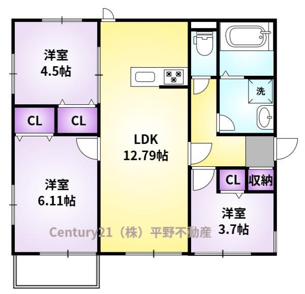 ラシックランテ・エテセゾン(3LDK/1階)の間取り写真