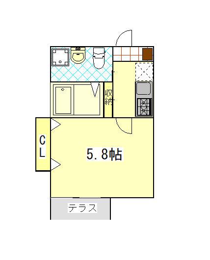 CASA BRUNO(1K/1階)の間取り写真