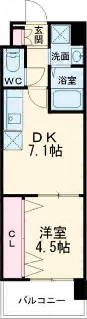 プレミア片野(1DK/7階)の間取り写真