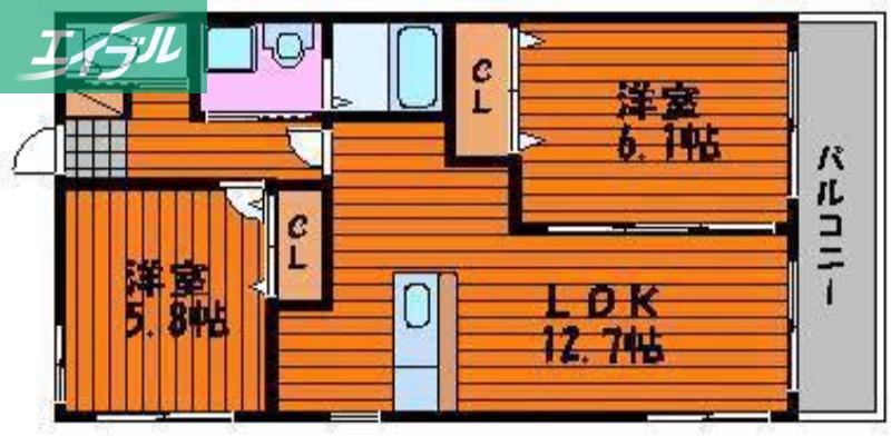 フォブール中仙道 B棟(2LDK/3階)の間取り写真