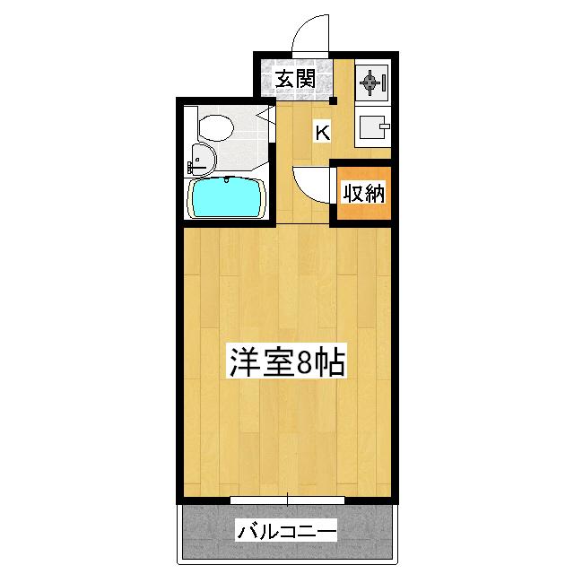 グランパイン(ワンルーム/1階)の間取り写真