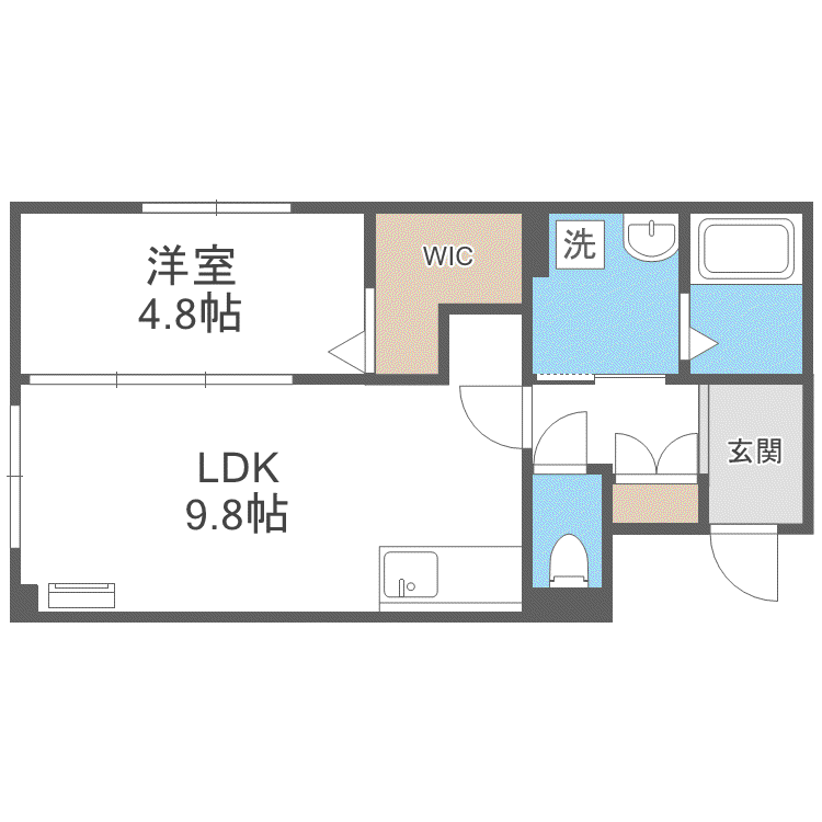 サンフレア(1LDK/2階)の間取り写真