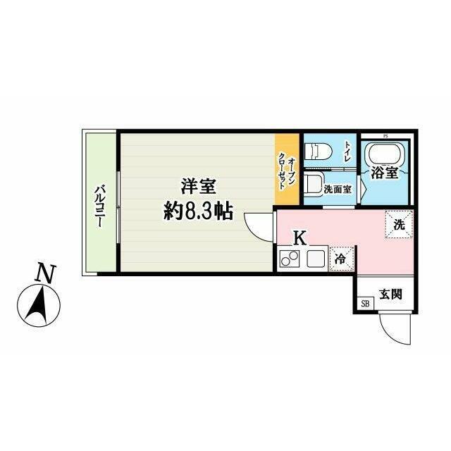 キャメル吉川5A(1K/1階)の間取り写真