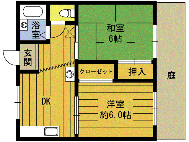 グリーンコーポ荒金C(2DK/1階)の間取り写真