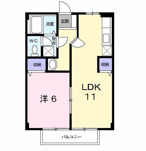 フリーデハイム(1LDK/2階)の間取り写真