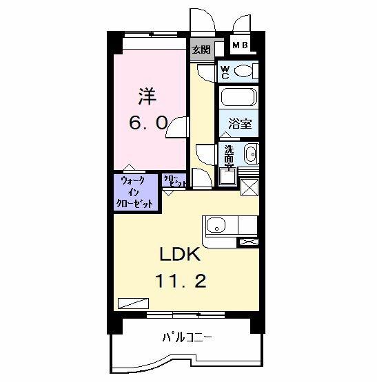 クラーレ錦(1LDK/2階)の間取り写真
