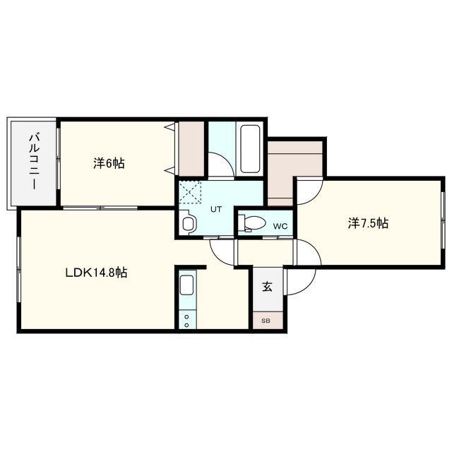 COMFORCE(2LDK/1階)の間取り写真