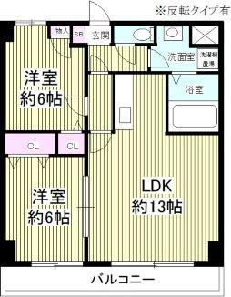 フェリスポート北越谷(2LDK/3階)の間取り写真