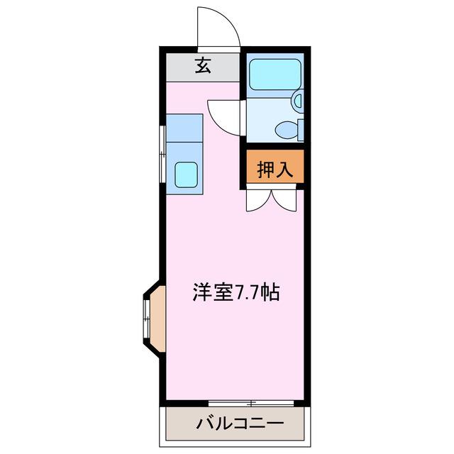 きらめきとそよ風のAQUA(ワンルーム/2階)の間取り写真