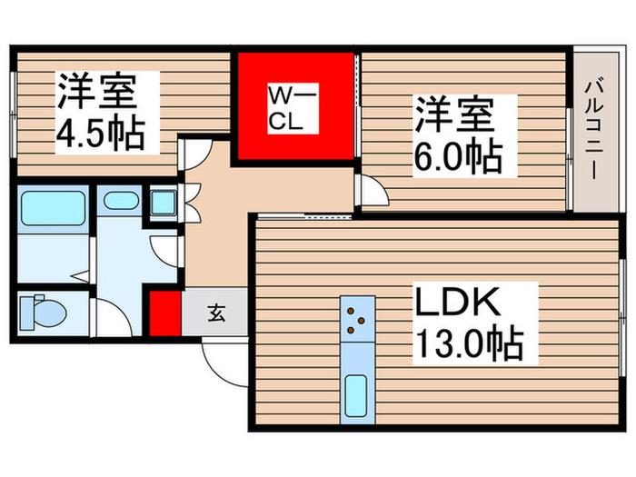 グロースボーネンB(2LDK/2階)の間取り写真