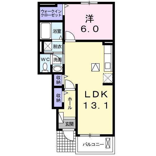 ドルチェビ-タ III(1LDK/1階)の間取り写真