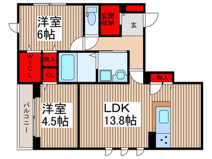 川口市朝日1丁目(2LDK/2階)の間取り写真