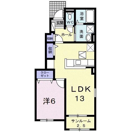 フォルトゥーナ・II(1LDK/1階)の間取り写真